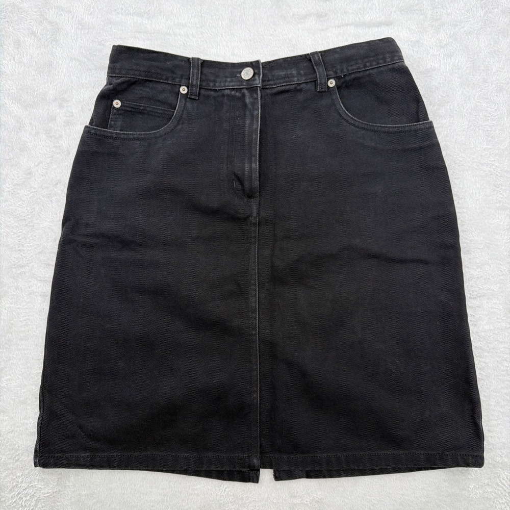 Vintage Bill Blass High Waist Black Denim Mini Pencil Skirt Size 8 80's 90's VTG